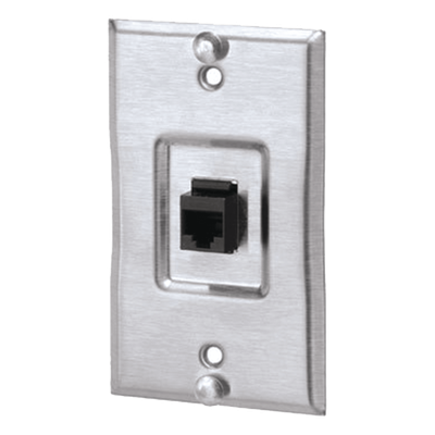 Placa de Pared / 1 Puerto Keystone / Cat5e / Acero Inoxidable / 2.74 x 4.50 pulgadas
