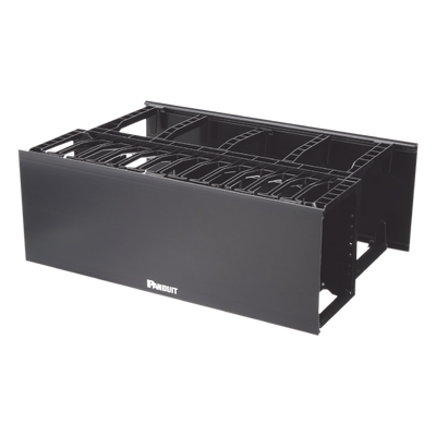 Organizador de Cables Horizontal / Alta Densidad / Doble Acceso Frontal y Posterior / Rack 19in / 4UR / 7ft Equivalente