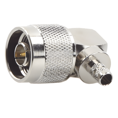 Conector N Macho en Ángulo Recto / Anillo Plegable / Cables RG-8/X, LMR-240 / Níquel, Oro, Teflón