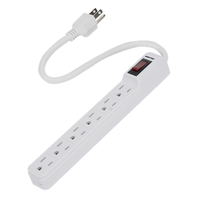 Multicontacto con Cable / 6 Tomas con Tierra / 15 A / Calibre 14 AWG / Cable 30 cm (11.8 in) / Interruptor Iluminado
