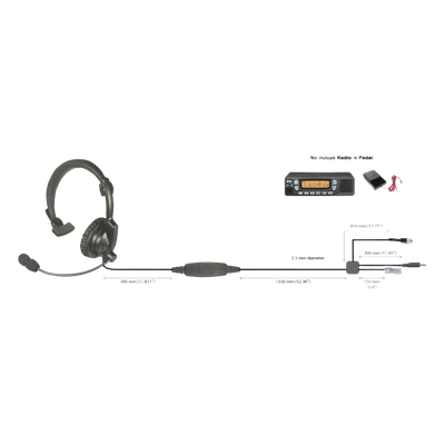 Diadema para radios móviles / Acolchada ajustable / Micrófono boom con reducción de ruido / Altavoz con cojín de cuero reemplazable / PTT en línea / Compatible Motorola APX4500, XLT1500
