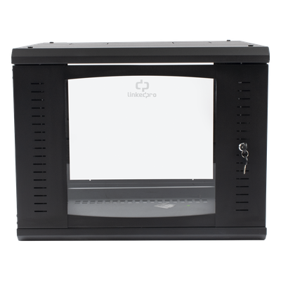 Gabinete de Pared Abatible / Rack 19" 9U / Cristal Templado / Carga 45 kg / Ventilación Preparada