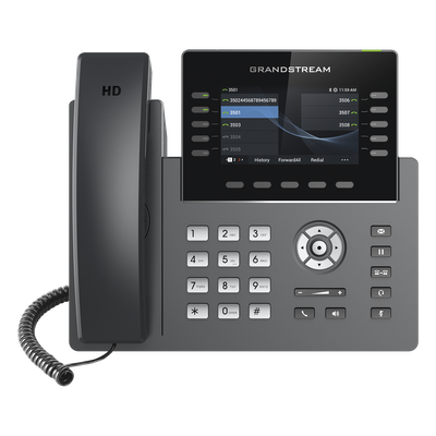 Teléfono IP / 10 Líneas SIP / 5 Cuentas / Pantalla 4.3" / Wi-Fi 5 Dual Band / Bluetooth / PoE Gigabit / 40 Teclas BLF