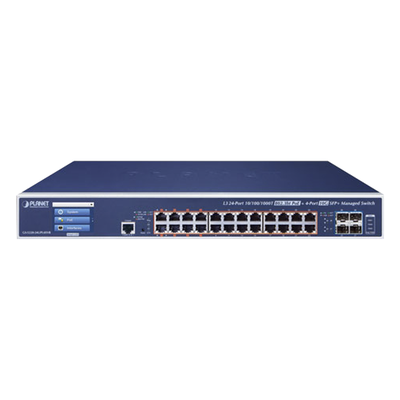 Switch Administrable Capa 3 / 24 Puertos Gigabit PoE++ 802.3bt 75 W / 600 W PoE Total / 4 Puertos 10G SFP+ / Pantalla Táctil LCD / Fuente Redundante CA/CC