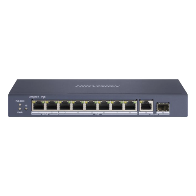 Switch PoE+ / 7 Puertos Gigabit 802.3af/at 30W / 2 Puertos Hi-PoE 90W / 1 Puerto Uplink Gigabit / 1 Puerto SFP / Modo Extendido 300 m (984 pies) / 110 W Total