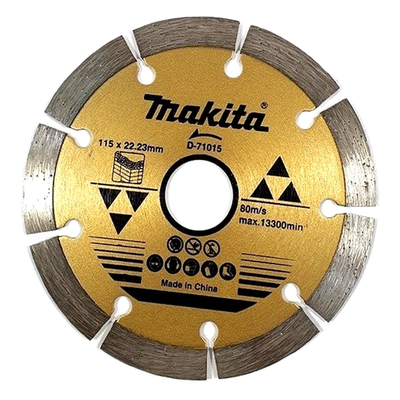 Disco de diamante segmentado / 4-1/2" x 3/4" / 7/8" eje / 13,300 rpm / Corte seco