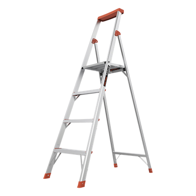 Escalera de Aluminio / 4 Peldaños / 1.8 m (5.9 ft) / Plataforma con Bandeja / Diseño Compacto