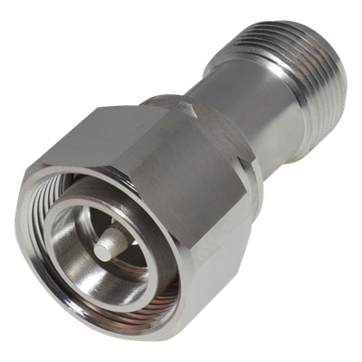 Adaptador RF en Línea / 4.3-10 Macho a N Hembra / 50 Ohm / 5,500 MHz / PIM -160 dBc / VSWR 1.10:1