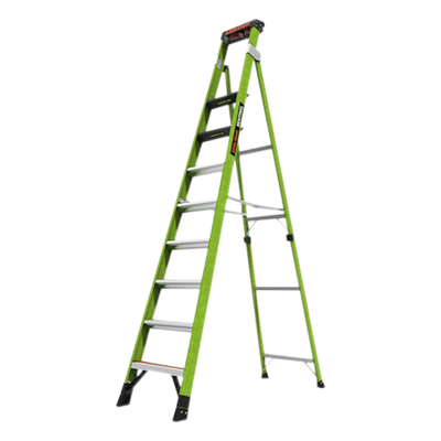 Escalera de Fibra de Vidrio / 3.05 m (10 ft) / Capacidad 170 kg (375 lbs) / Tipo IAA / Doble Configuración / Almohadilla Giratoria / Peldanos Extra Anchos