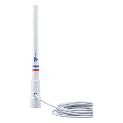 Antena Marina VHF / Fibra de Vidrio / 156-163 MHz / 6.5 dBi / Cable 10 m (32.8 ft) / IP67 / 2.4 m (7.9 ft)