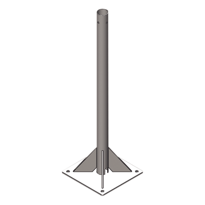 Mástil de Soporte / 3 m (9.8 ft) de Altura / Tubo 2" Cédula 30 / Acero A36 / Galvanizado por Inmersión en Caliente / Placa Base 30x30 cm / Opresor Integrado para Pararrayos