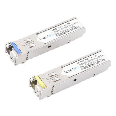 Transceptor Óptico SFP Bidireccional / 1.25 Gbps / Monomodo 1310/1550 nm / Alcance 40 km (131233.6 ft) / LC/UPC Simplex / DDM / Hot-Pluggable / 2 Piezas