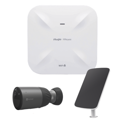 Kit de Vigilancia Wi-Fi 6E / Access Point 1.775 Gbps / Cámara de Batería / Panel Solar 23.5% / IR 30 m (98.4 ft) / IP66