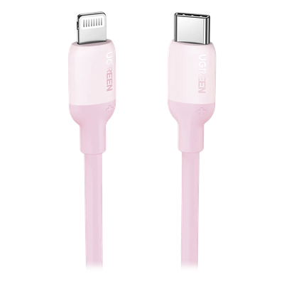 Cable USB-C a Lightning / Certificado MFi / 1 m (3.3 ft) / Carga Rápida PD 20W / Sincronización 480 Mbps / Silicona y TPE / Rosa