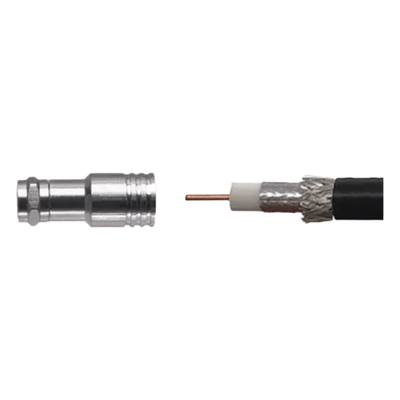 Conector F Macho de Compresión / Cable Coaxial RG-11 / 75 Ohm / Montaje por Compresión