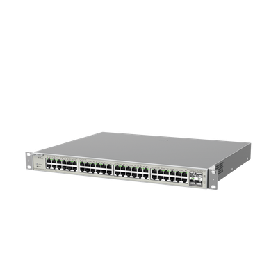 Switch Administrable Capa 3 / 48 Puertos Gigabit PoE+ / 4 SFP+ 10Gb / 176 Gb/s / 740W PoE / Protección 6 kV