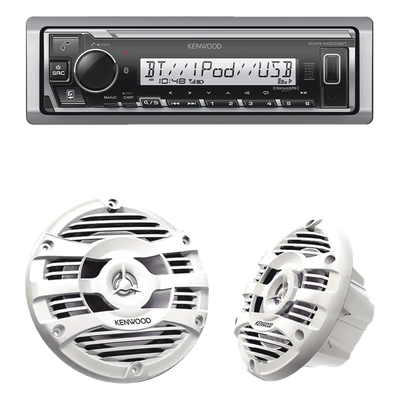 Kit Estéreo Marino Bluetooth / 50 W RMS por Canal / Bocinas 6.5' (16.5 cm) / Tweeter 1' (2.54 cm) / Ecualizador 13 Bandas / USB y Auxiliar Frontal