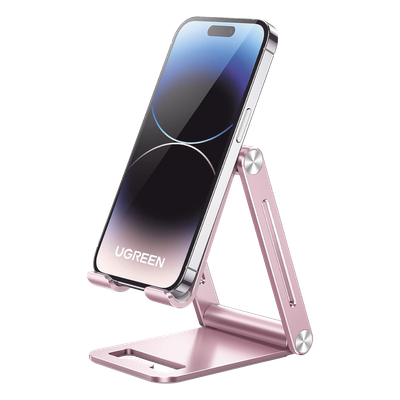 Soporte para Celular / Aluminio / Plegable / Multiángulo / 4.7 a 7.9 pulgadas / Carga 600 g / Rosa