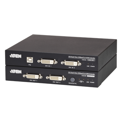 Extensor KVM / HDBaseT 2.0 / Dual Display DVI / USB 2.0 / RS-232 / 100m (328 pies) / Cat6/6a