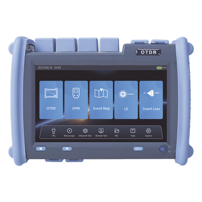 OTDR de Alto Rendimiento / Pantalla 7" / 1310nm, 1550nm, 1625nm / Zona Muerta 0.8m (2.62 pies) / VFL 5mW / Alcance 420 km