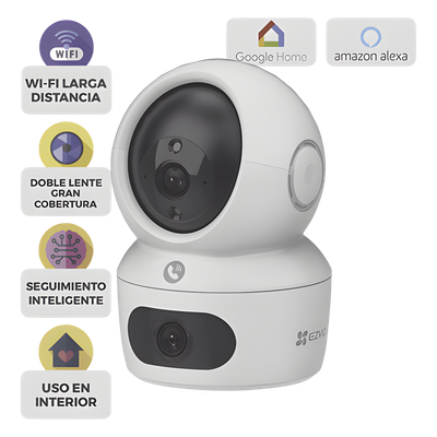 Cámara PT IP / Doble Lente 4 MP + 4 MP / Wi-Fi 6 / Audio Bidireccional / Visión Nocturna a Color 10 m (32.8 ft) / Detección Humana por IA / Uso en Interior