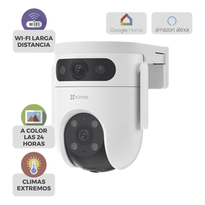 Cámara PT IP / Doble Lente 10 Megapixel / 3K 2880x1620 / Wi-Fi 2.4 GHz / IR 30 m (98.4 ft) / Visión Nocturna a Color / Audio Bidireccional 100 dB / IP65