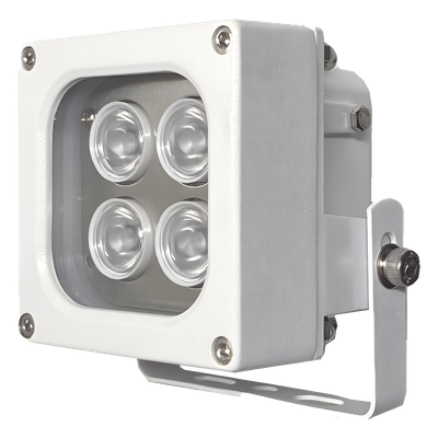 Iluminador LED / Luz Blanca / Alcance 10 m (32.8 ft) / Ángulo 120° / IP66 / 12VCC/24VCA / Fotocélula Integrada