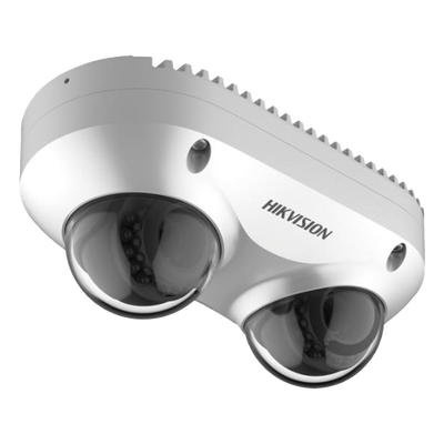 Cámara Panorámica Dual / 4 MP por Lente / 2.8 mm Fijo / IP67 / IK10 / PoE / WDR 120 dB / 10 m (32.8 ft) IR / Audio y Alarma I/O / MicroSD 256 GB