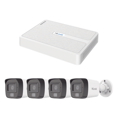 Kit de Videovigilancia IP / NVR 8 Canales PoE+ / 4 Cámaras Bala 2 Megapixel / Dual Light IR 20 m (65.6 ft) + Luz Blanca 15 m (49.2 ft) / Audio Integrado / H.265+