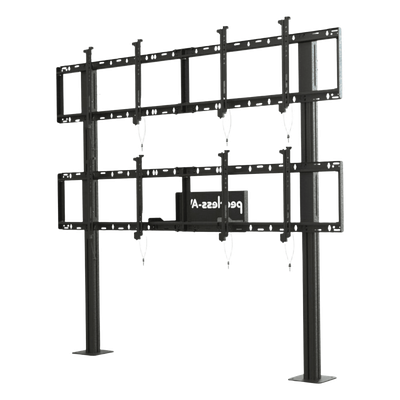 Soporte Modular Video Wall Pedestal 2x2 / Ajuste Micro Sin Herramientas 8 Puntos / Capacidad 500 lb (227 kg) / VESA 200x200 a 600x400 mm / Aluminio / Gestión Cableado y Almacenamiento / Displays 46' a 60' / Profundidad Máx 5' (127 mm)