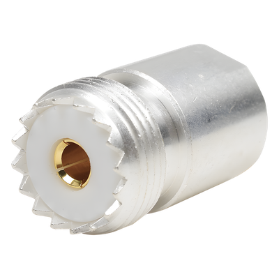 Adaptador Coaxial / UNIDAPT Hembra a UHF Hembra SO-239 / Bronce Plata-Oro / Dieléctrico Teflón