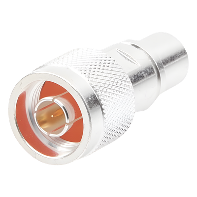 Conector N Macho / Rosca y Soldable / 50 Ohm / Bronce Plateado / Contacto Oro / RG-8 U LMR-400