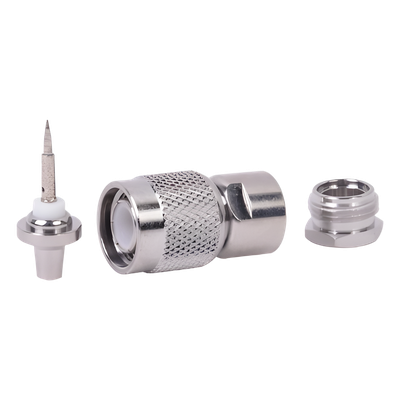 Conector RF TNC Macho / Rosca / Cable RG-58/U Grupo C / Cuerpo Bronce Niquelado / Contacto Plateado / Aislante Delrin