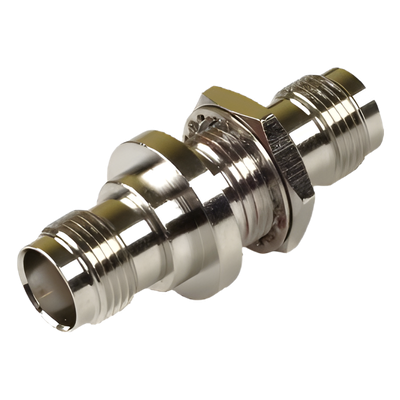 Adaptador / Doble TNC Hembra / Montaje Hermético Chasis / Tipo D-Plano / Níquel-Oro-Teflón