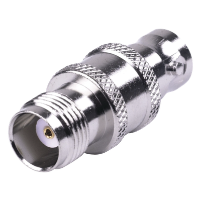 Adaptador Coaxial RF / TNC Hembra a BNC Hembra / Montaje en Línea / Cuerpo Bronce Niquelado / Contacto Oro / Aislante Teflón