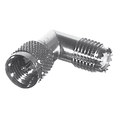 Adaptador en Ángulo Recto / Mini-UHF Macho a Hembra / Ingleteado / Níquel / Oro / Teflón