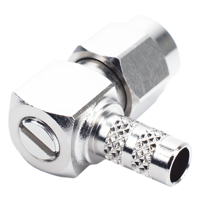 Conector SMA Macho en A/R / Anillo Plegable / Cable RG-142/U / Cuerpo Bronce Niquelado / Contacto Oro / Aislante Teflón