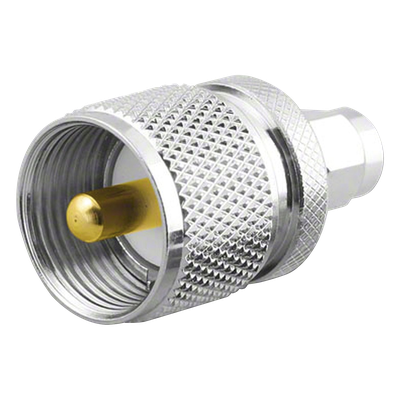Adaptador en Línea / SMA Macho a UHF Macho PL-259 / Cuerpo Bronce Niquelado / Contacto Oro / Aislante Teflón