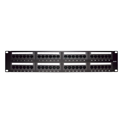 Panel de Parcheo de Impacto / 48 Puertos / Cat5e / 19 Pulgadas (48.26 cm) / 2U / T568A/T568B / Barra Organizadora