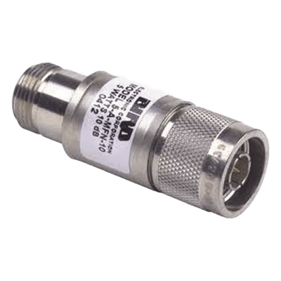 Atenuador en Línea de 10 dB, 5 W. Máximo, CD-4 GHz, Conectores N Macho-Hembra.