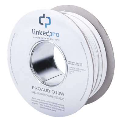Bobina de Cable / Calibre 18 / 2 Conductores CCA / 152 m (498.7 ft) / FRNC / Blanco