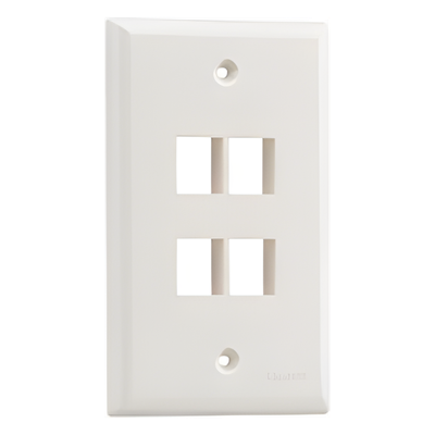 Placa de Pared Vertical / 4 Puertos Keystone / Montaje Vertical / 69.8 x 114.3 mm / 2.75 x 4.5 pulg. / ABS / Marfil