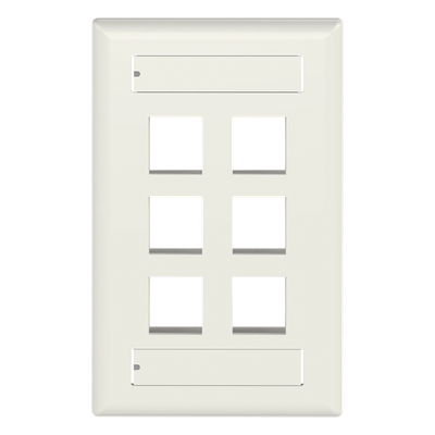 Placa de Pared Vertical / 6 Puertos Keystone / Blanco Mate / 2.75 x 4.5 pulg.