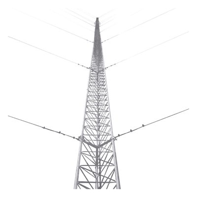 Torre Arriostrada de Piso / 12 m (39.4 ft) / Carga Axial 350 kg / Resistencia Viento 200 km/h / Galvanizado por Inmersión en Caliente / 4 Tramos Modulares