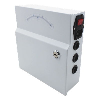 Fuente de poder profesional de 24 Vca @ 4 Amper, para 4 camaras, con voltaje de entrada de: 110 Vca