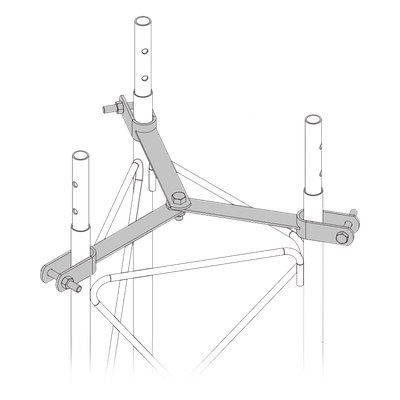 Brida de sujeción de retenida / Delta con punto central / Galvanizado hot dip / Compatible STZ60G / Tornillería grado 5