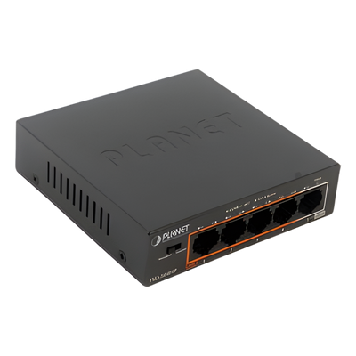 Switch PoE+ 802.3af/at Distancia 250 m, 4 Puertos, 1 Puerto 10/100 de Uplink