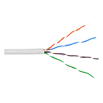 Bobina de Cable UTP Cat6 / 305 m (1000 pies) / Cobre Sólido 23 AWG / Riser CMR / Blanco / 400 MHz / UL, RoHS
