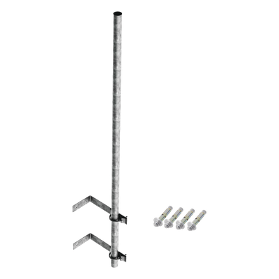 Mástil de Montaje en Pared / Acero Galvanizado / 3 m (9.8 ft) de Altura / Diámetro 1-1/4' Ced. 30 / Herrajes Tipo L y Abrazaderas Tipo U