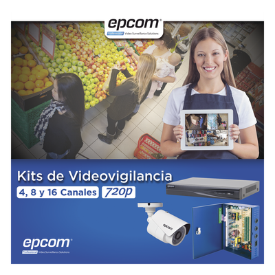 Kit TurboHD / DVR 8 Canales / 8 Cámaras Bala 1080p / Lente 2.8 mm / IR 20 m (65.6 ft) / Fuente Regulada hasta 15 Vcc / Transceptores UTP